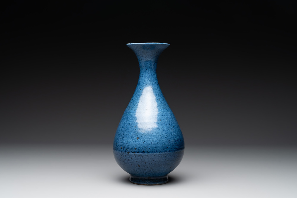 A Chinese powder blue 'yuhuchunping' vase, Ming