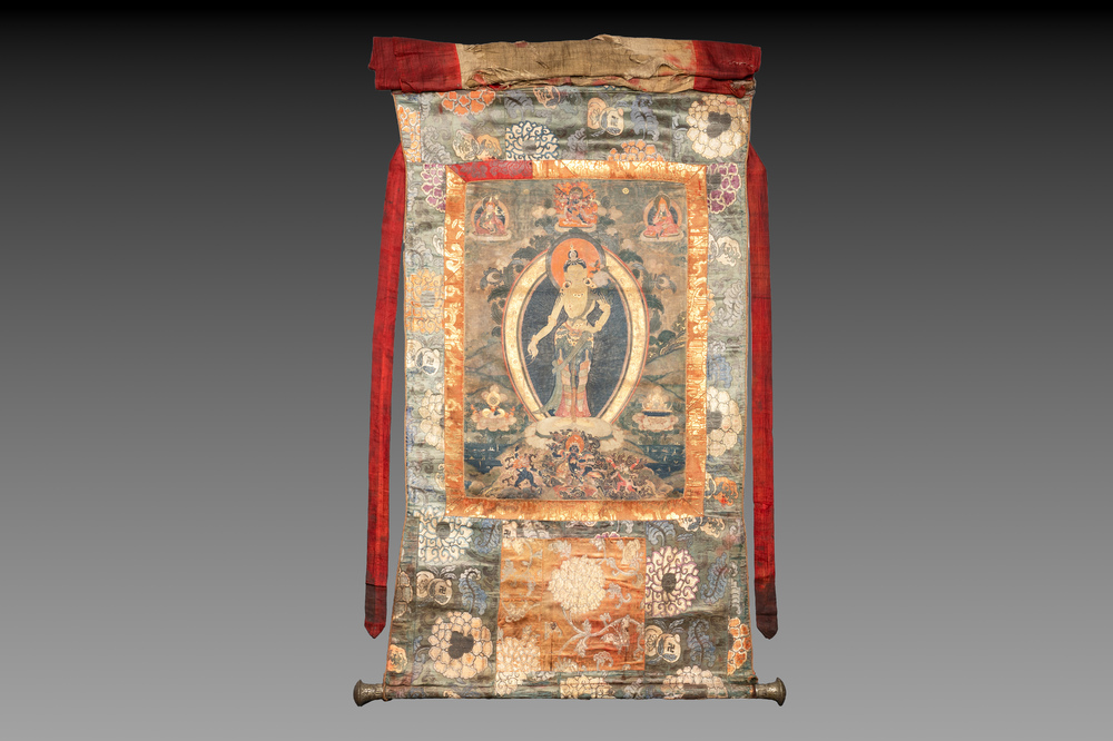 A Tibetan thangka depicting Padmapani, 19th C.