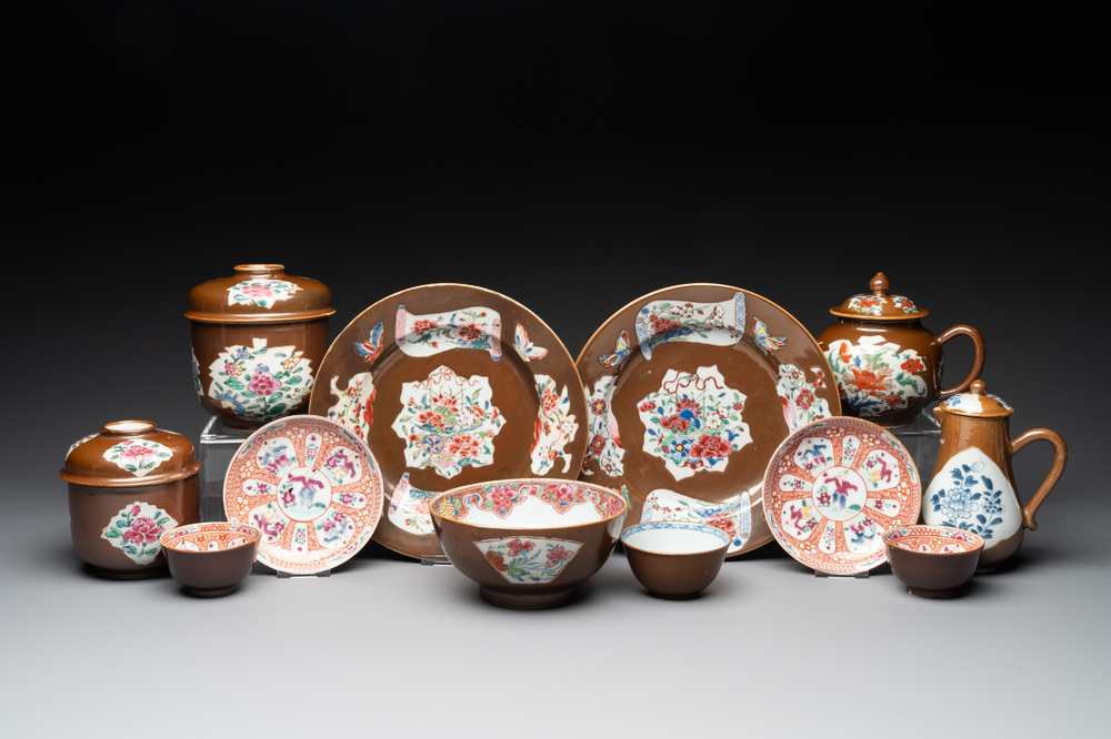 12 Chinese capucin-ground wares, Yongzheng/Qianlong