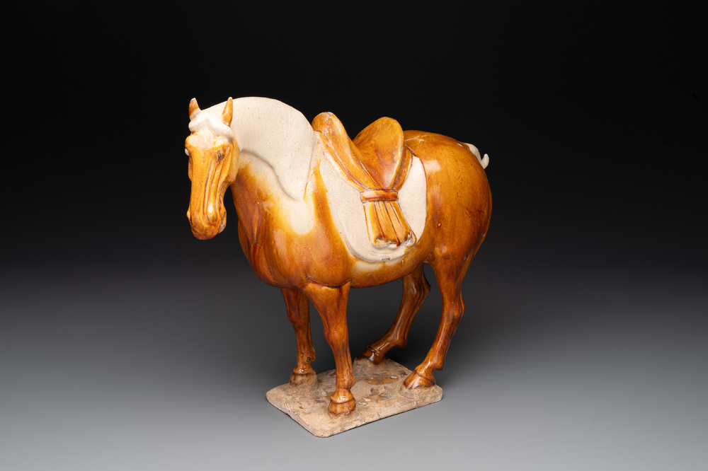 A Chinese sancai-glazed model of a horse, Tang