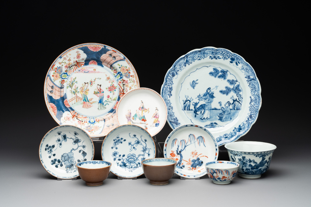 Ten Chinese blue, white, famille rose and Imari-style wares, 18/19th C.