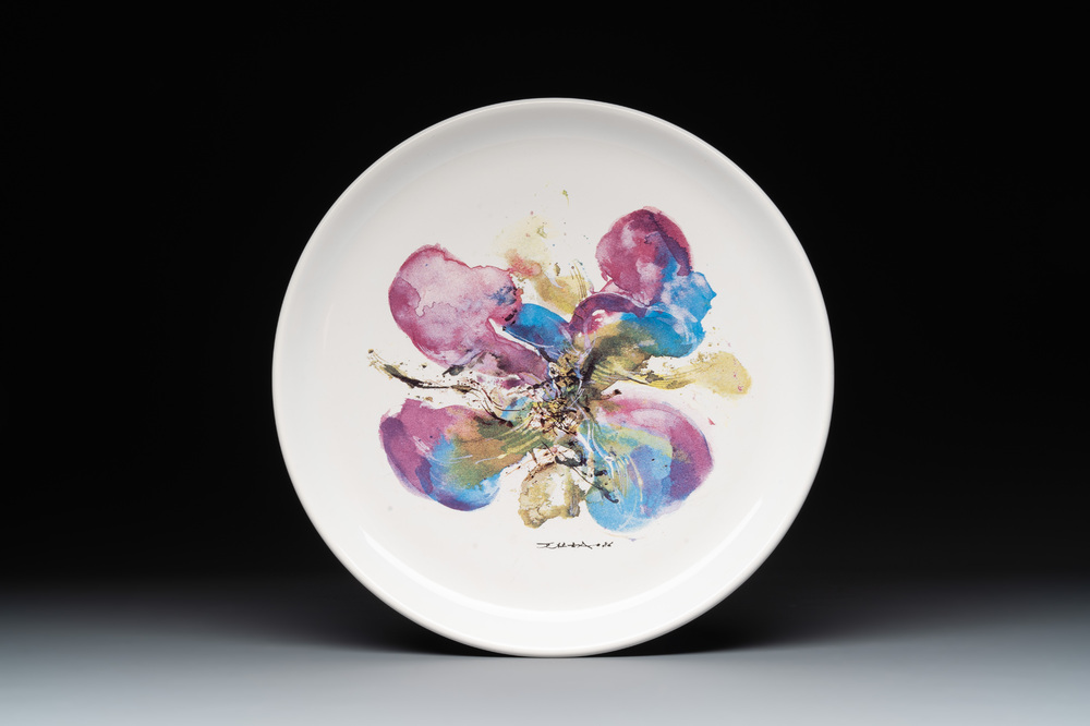 Zao Wou Ki 趙無極 (1920-2013): 'Orchid' plate, dated 1986