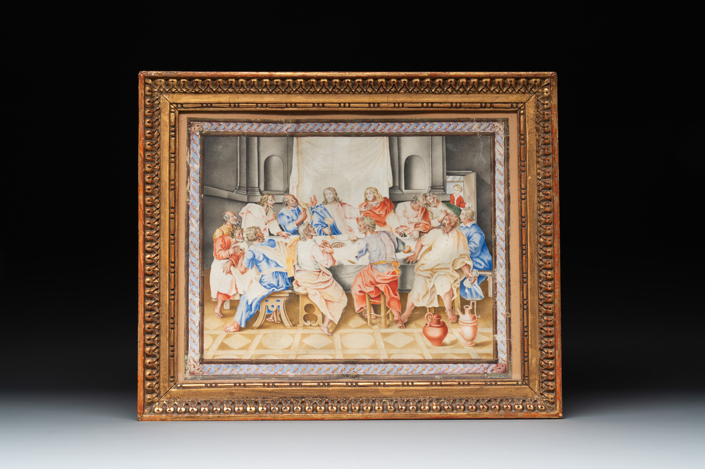 European School: The Last Supper, gouache on vellum, 17/18th C.