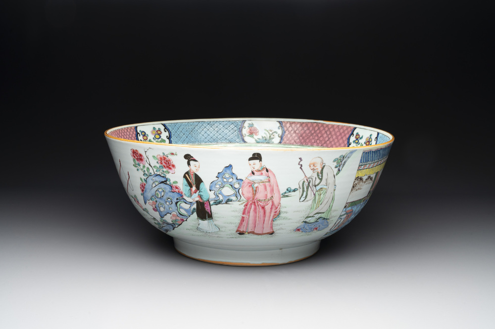 A fine Chinese famille rose 'Xi Xiang Ji' punch bowl, Yongzheng