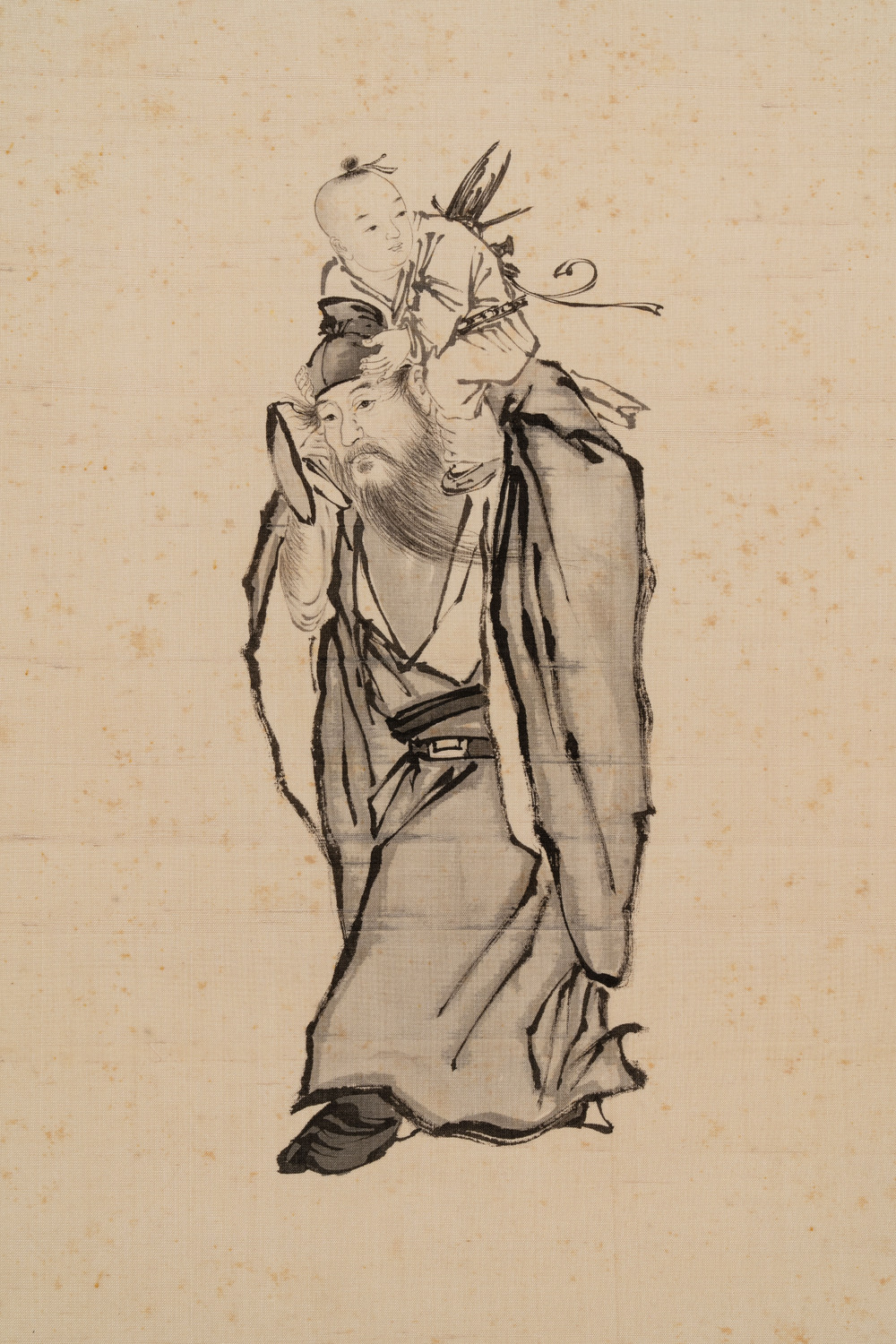 Xie Zhiguang 謝之光 (1899-1976): 'Qilin, sage and boy', ink on silk