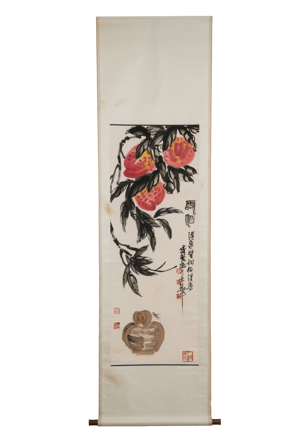 In the manner of Qi Baishi 齊白石 (1864-1957): 'Peaches', ink and colour on paper