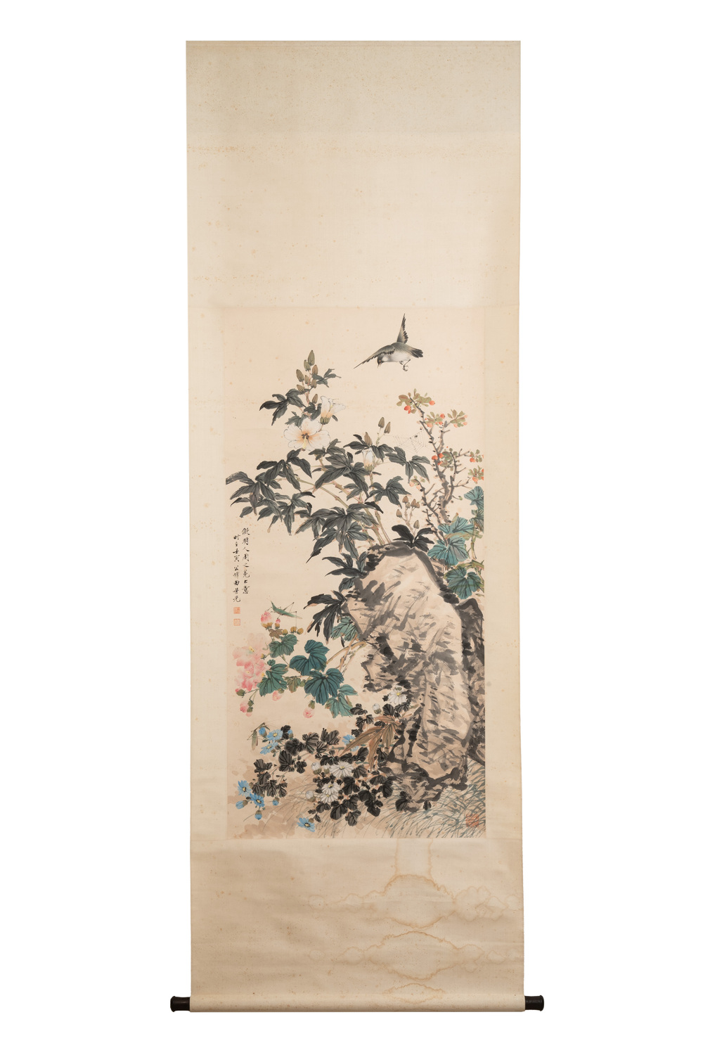 Tian Shiguang 田世光 (1916-1999): 'Insect and flowers', ink and colour on paper, dated 1962