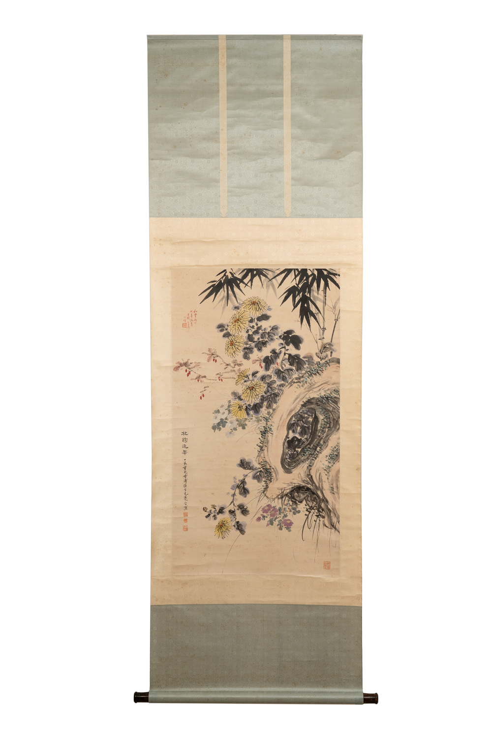 Wang Xuetao 王雪濤 (1903-1982): 'Rocks and flowers', ink and colour on paper, dated 1847
