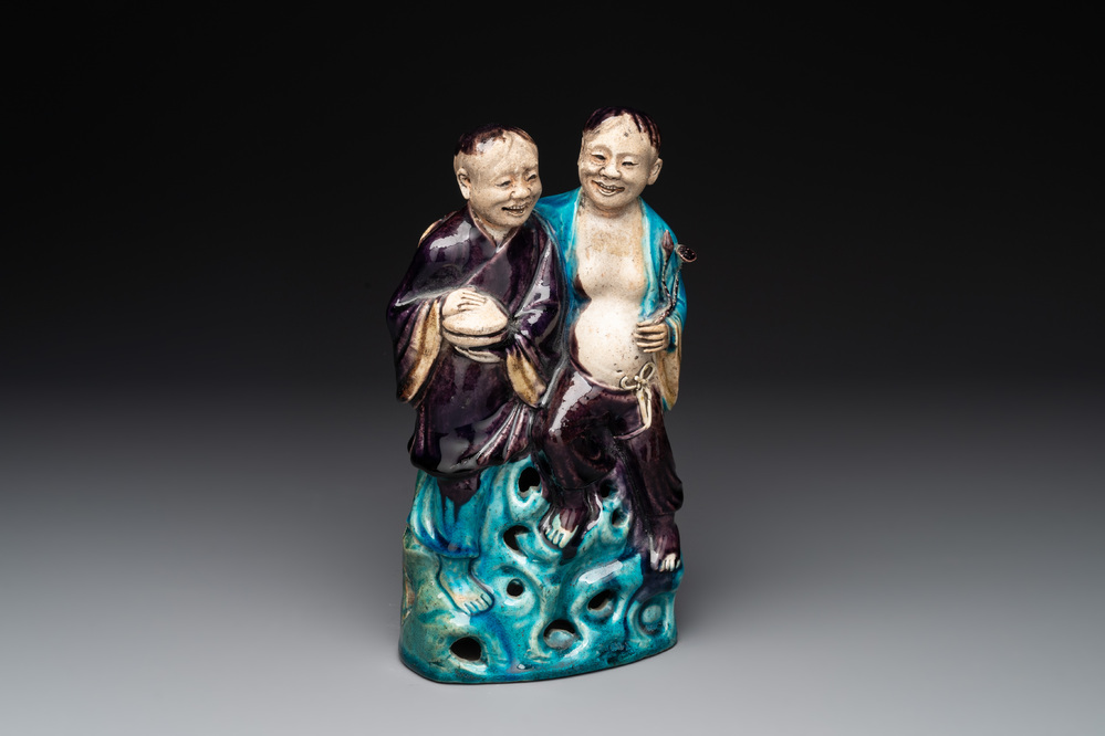 A Chinese Fahua group of Hehe Erxian, 17/18th C.