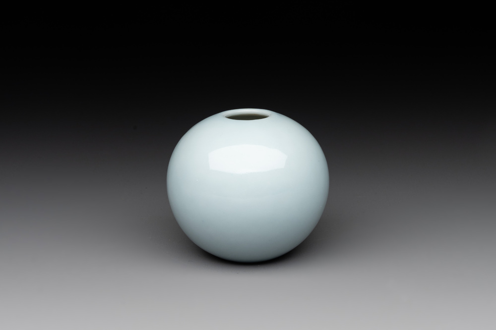 A Chinese claire-de-lune-glazed water pot, Qianlong mark, 20th C.