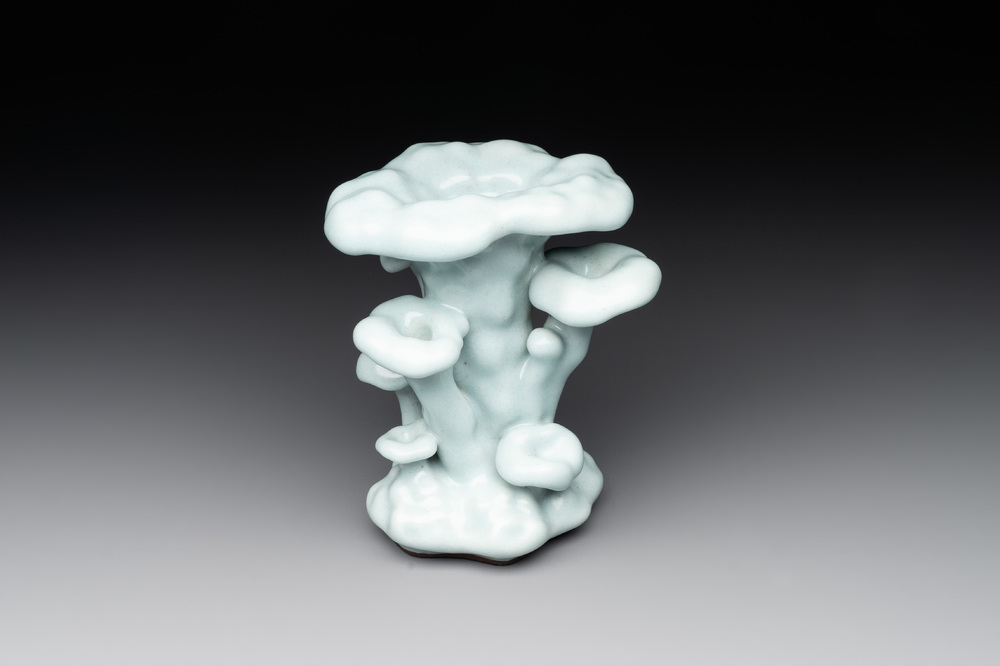 A Chinese clair-de-lune-glazed lingzhi-form vase, Qianlong mark and possibly of the period
