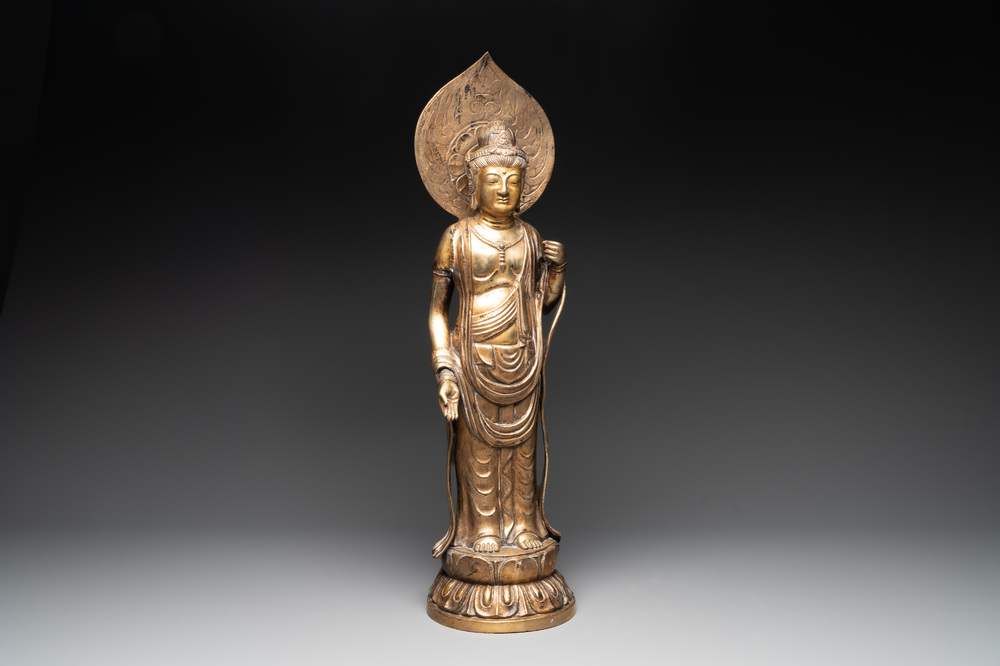 A large Japanese bronze Kannon, 19th C.