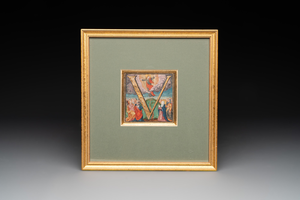 An illuminated letter 'V' illustrating the Resurrection of Christ, Western Europe, 16th C.