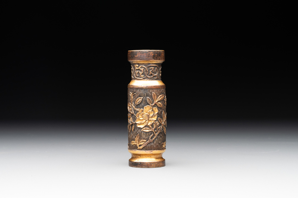 A Chinese gilt bronze vase, Hu Wen Ming Zhi 胡文明制 mark, late Ming, 1575-1625