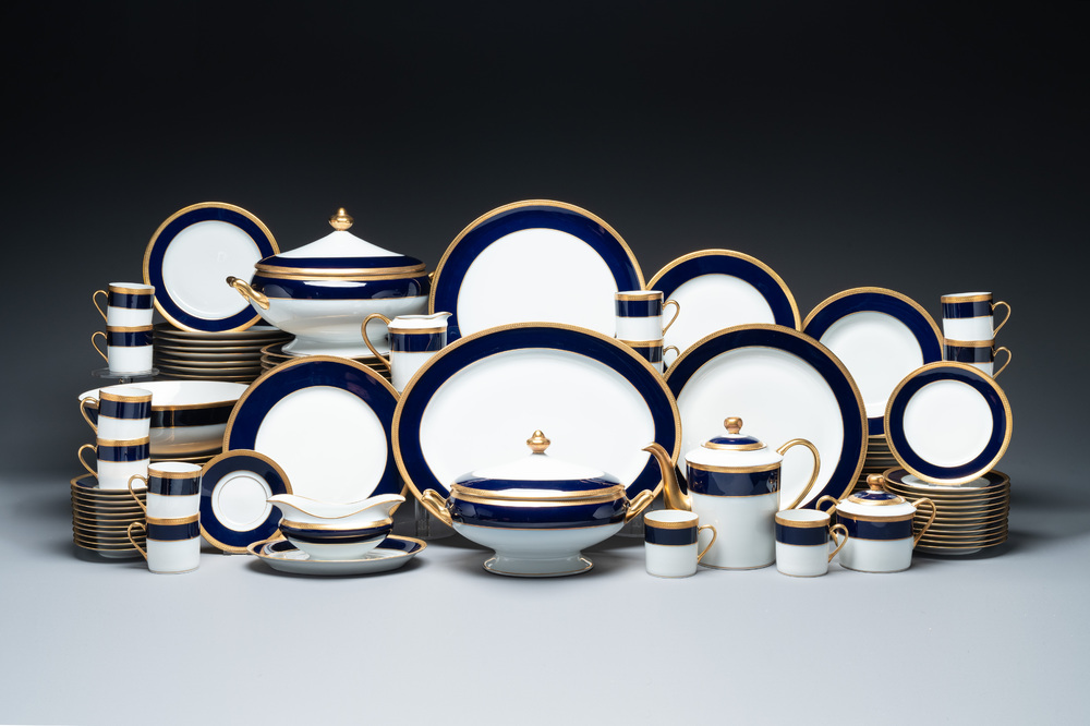 An impressive 94-piece gold-encrusted royal-blue-enamelled 'Palaiseau' service, Bernardaud, Limoges, 20th C.