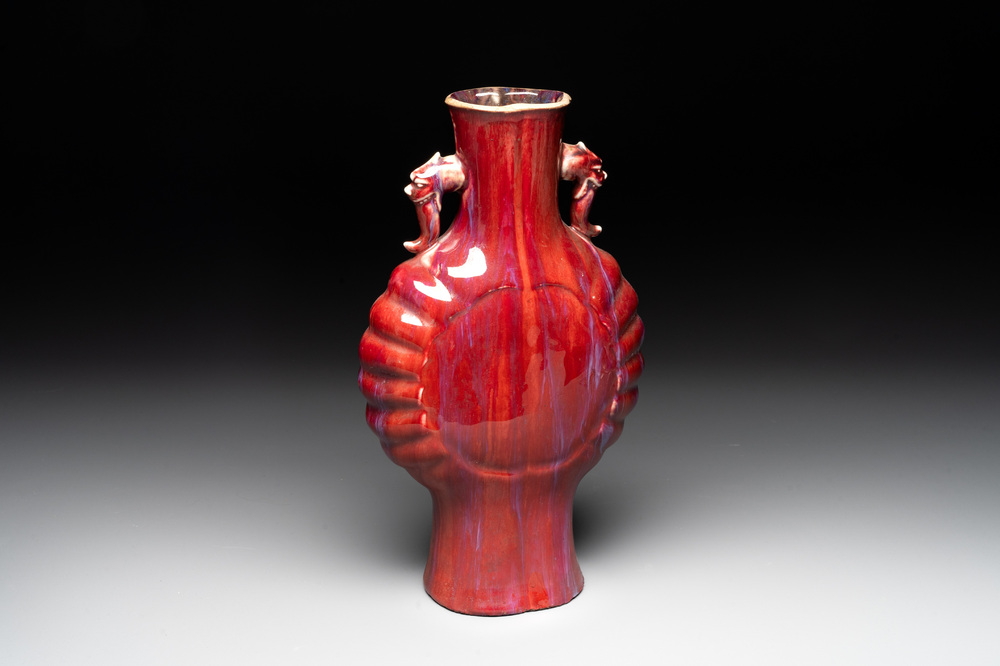 A Chinese flamb&eacute;-glazed moonflask vase, 19th C.
