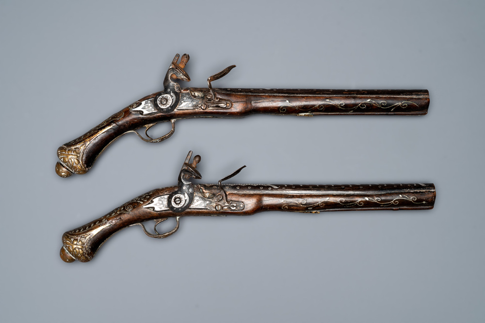 Two Moroccan percussion pistols, 19th C.