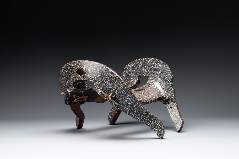 A Japanese aogai-nashiji 'kura' saddle, Edo, dated 1668