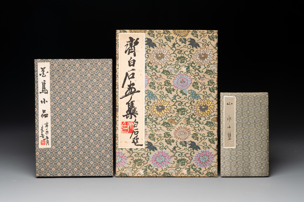 Three albums: Mohan 墨翰, after Qi Baishi and anonymous, Rong Bao Zhai studio, Beijing, 1952