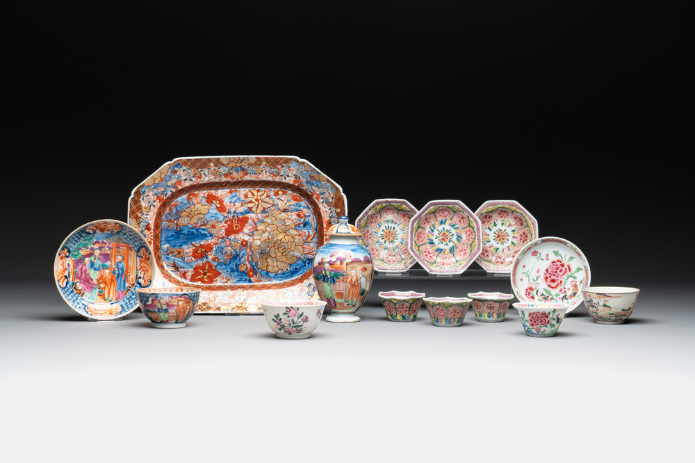 14 Chinese famille rose and English-decorated wares, Yongzheng/Qianlong