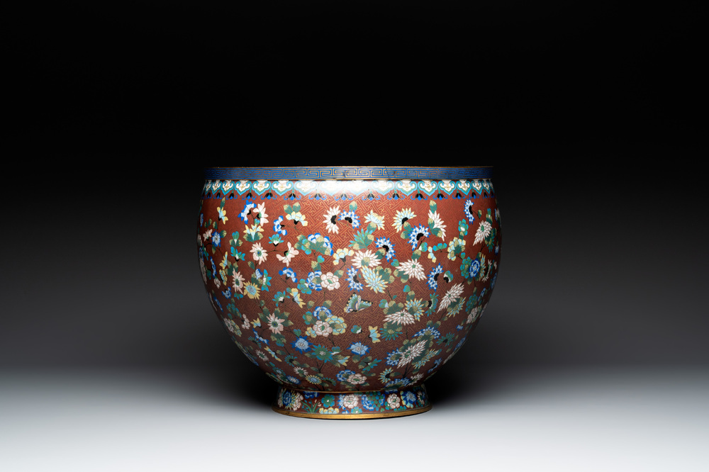 A Chinese cloisson&eacute; 'butterfly' jardini&egrave;re, 20th C.
