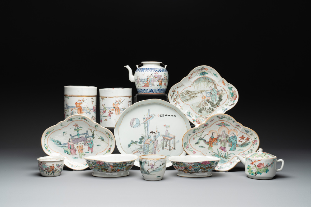 12 Chinese famille rose wares, 19/20th C.