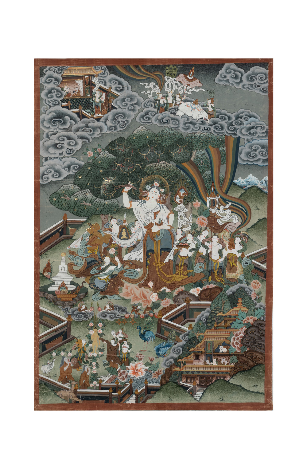 A Tibetan thangka depicting White Tara, 18/19th C.