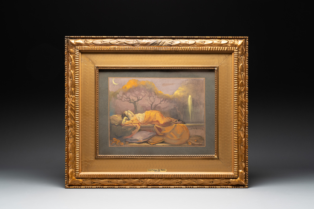 Jean-Francois De Boever (Ghent, 1872-1949): The Water Jet, oil and pastel on paper, signed