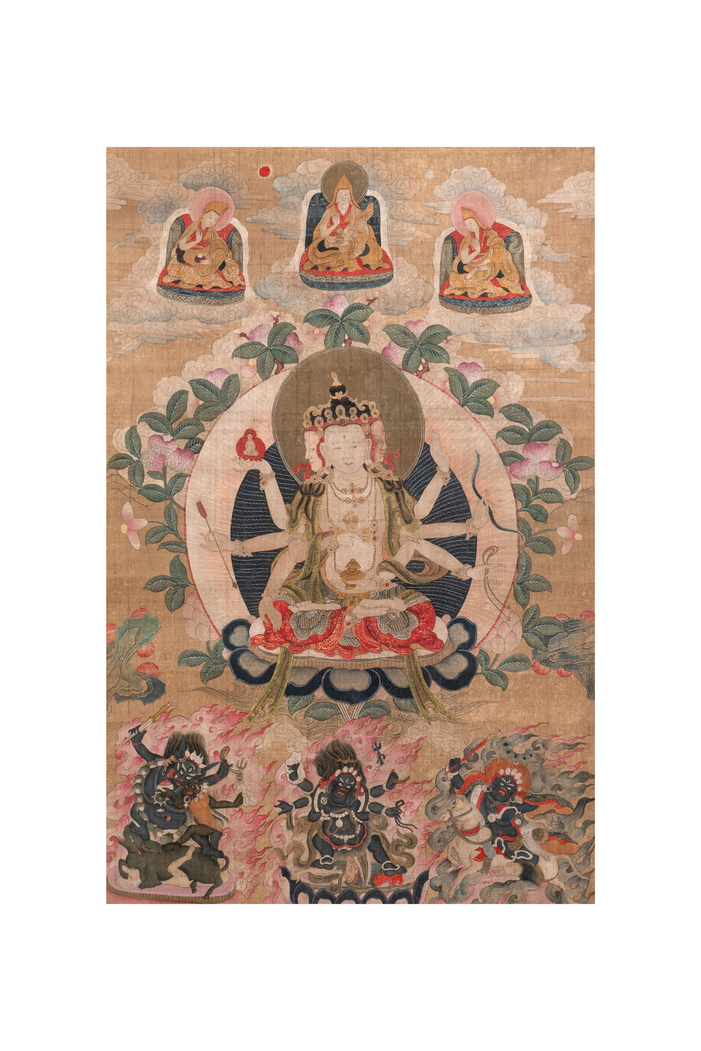 Chinese school: 'Usnisavijaya', ink and colour on silk, Qing or later