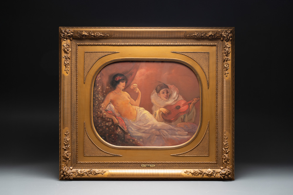 Jean-Francois De Boever (Ghent, 1872-1949): The Odalisque, oil and pastel on paper, signed