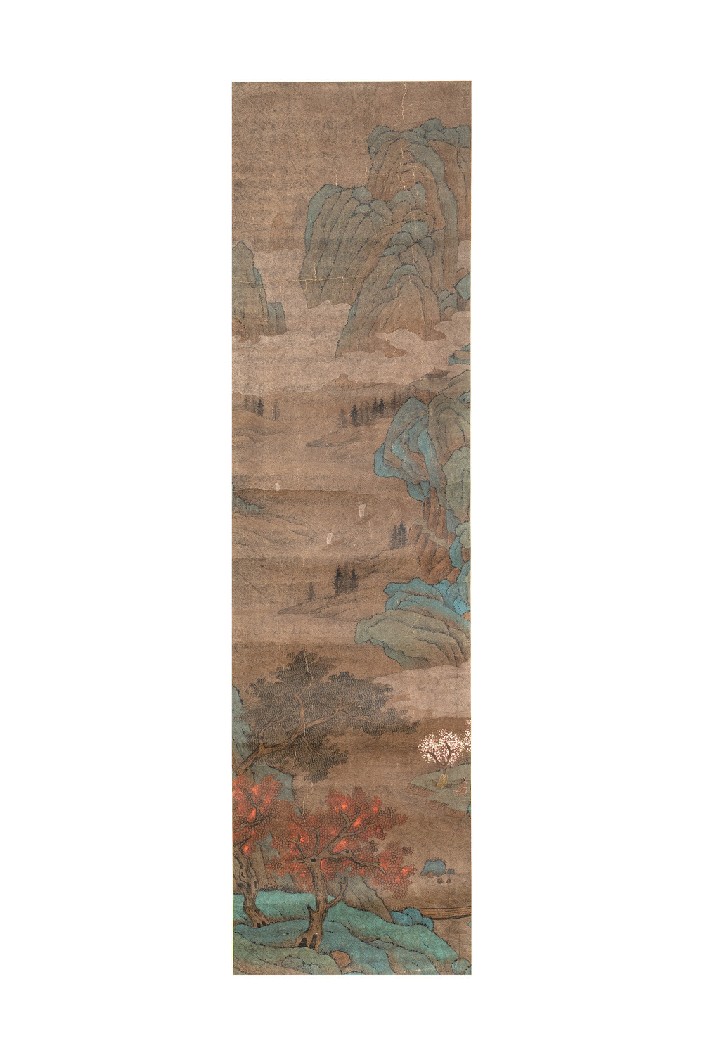 Chinese school: 'Mountainous landscape', ink and colour on paper, Qing or later
