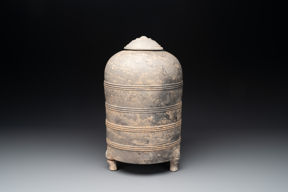 A Chinese terracotta tripod storage vessel, Han or later