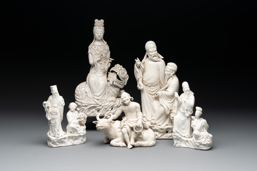 Five Chinese Dehua blanc de Chine groups, 20th C.