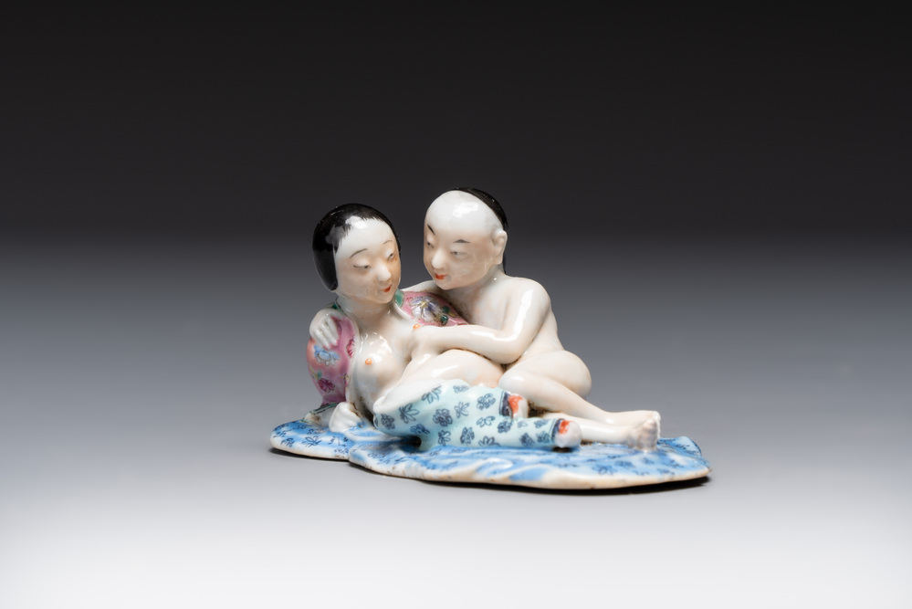 A fine Chinese famille rose 'erotic' group, 19/20th C.