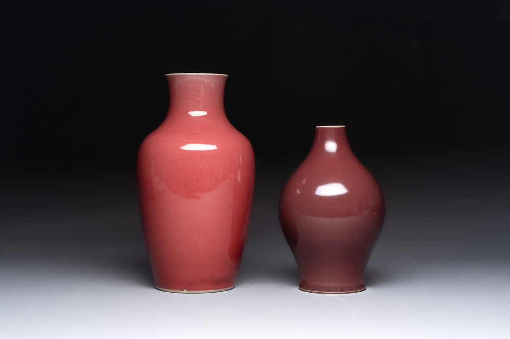 Two Chinese copper-red-glazed vases, 18th C.