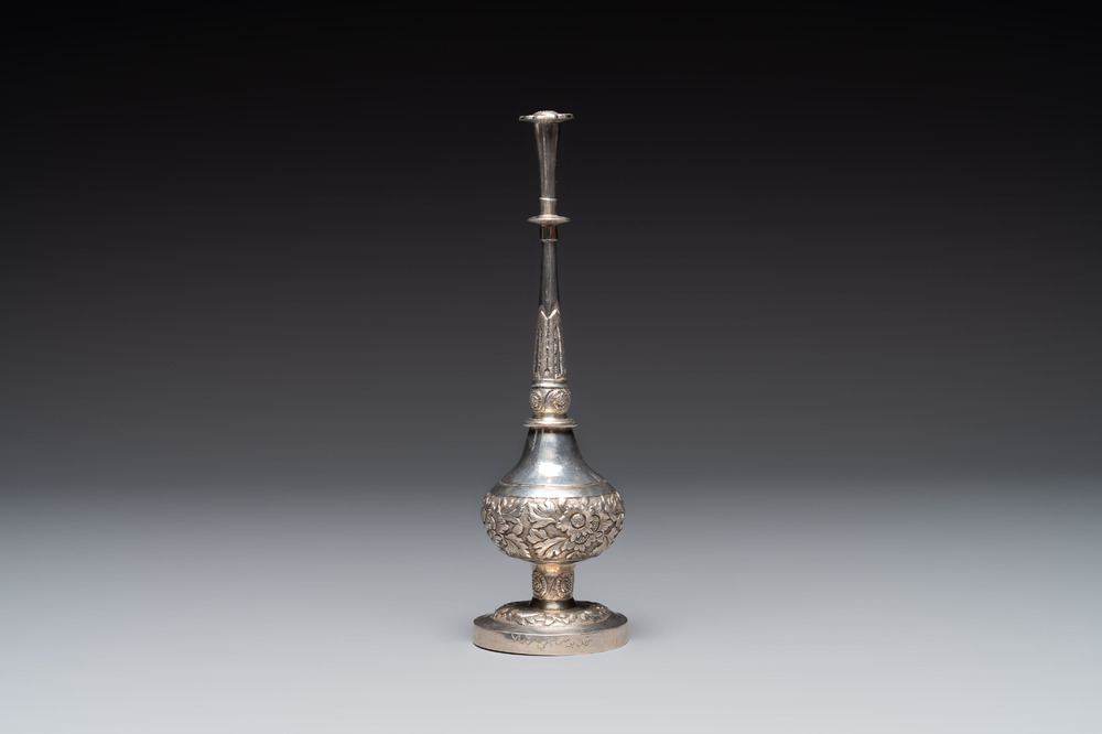A Chinese silver rose water sprinkler for the Ottoman market, Jin Ji 覲記 mark, 18/19th C.