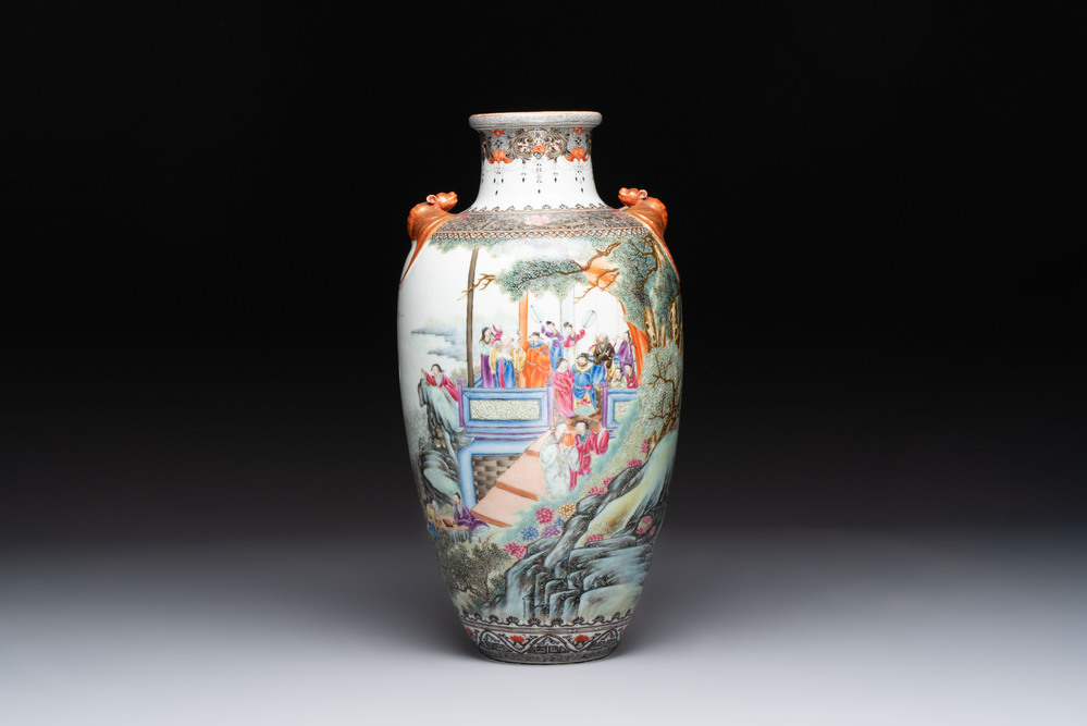 A fine Chinese famille rose vase, Qianlong mark, Republic
