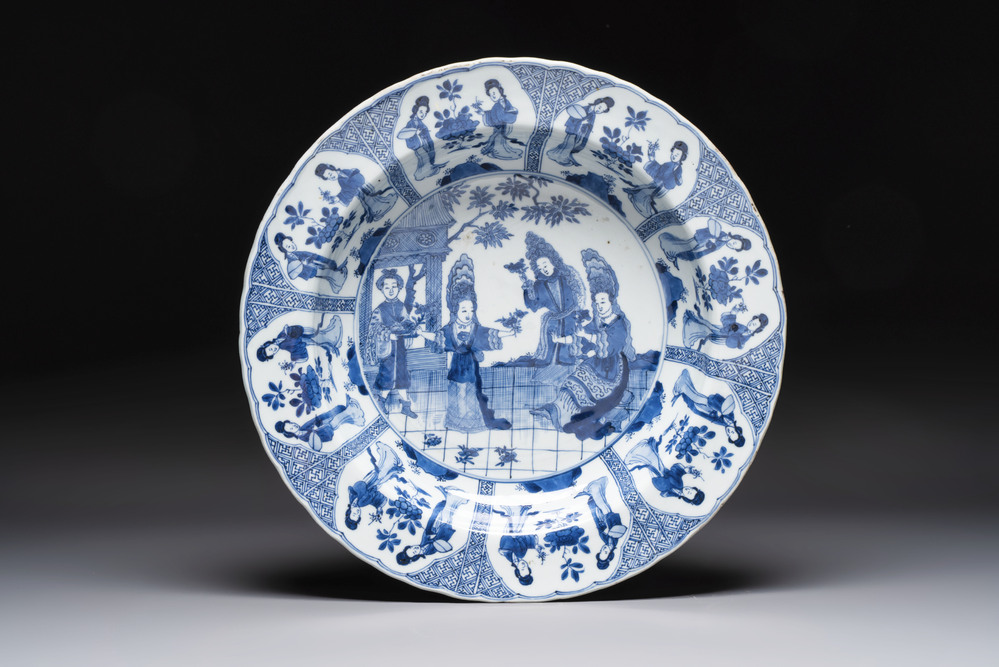 A Chinese blue and white 'Sense of Smell' dish for the European market, Kangxi mark and of the period