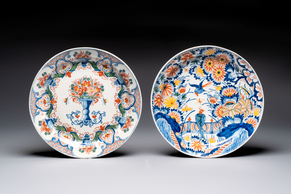Two polychrome Dutch Delft dishes, 18th C.