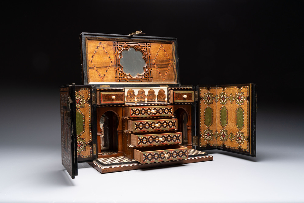 A rare bone-inlaid Nasrid-style table cabinet, Spain, 19th C.