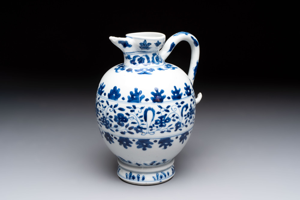A Chinese blue and white ovoid jug after a Southern European example, Kangxi