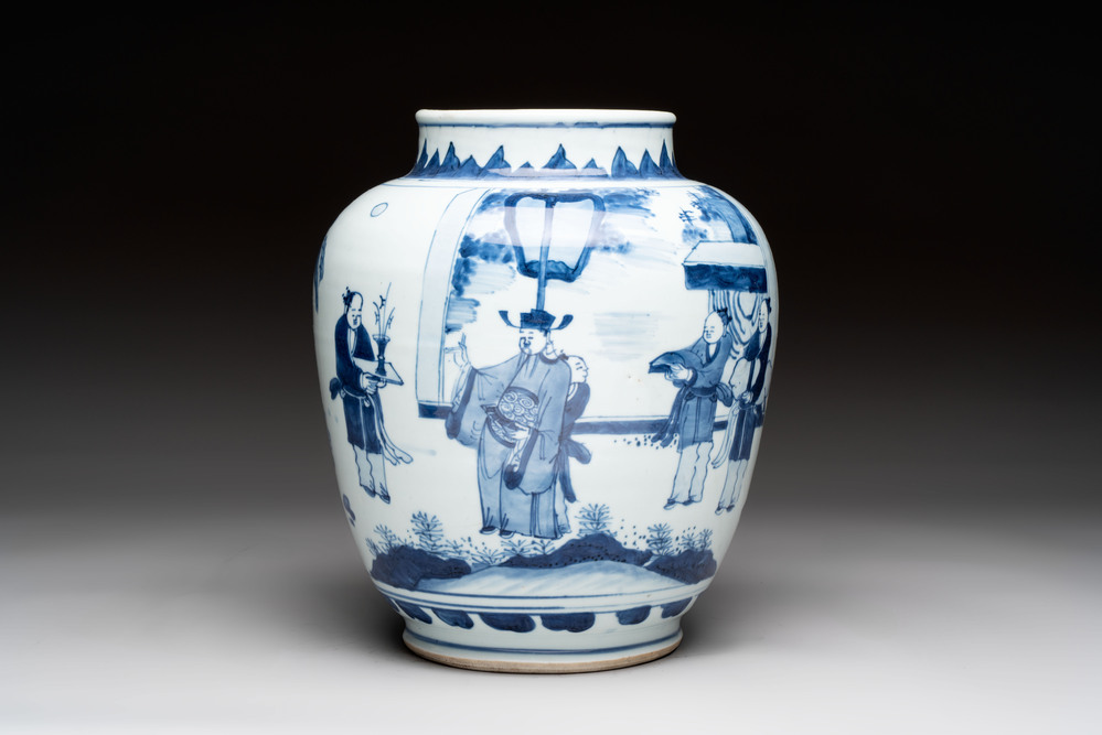 A Chinese blue and white 'Lian Sheng San Ji 連升三級' vase, Transitional period