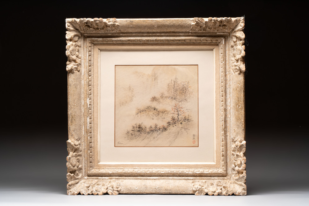 Liao Xinxue 廖新学 (1900-1958): 'Mountainous landscape', ink on silk, 20th C.