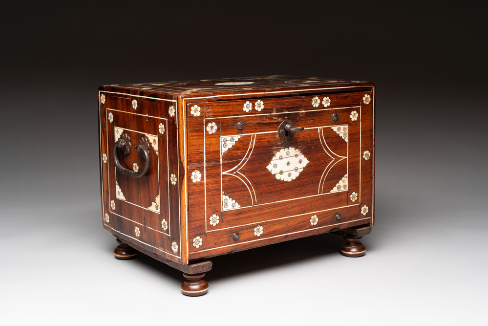 An Indo-Portuguese rosewood table cabinet, Gujarat or Sindh, 17th C.