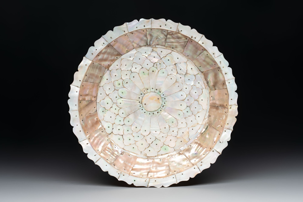 An Indo-Portuguese mother-of-pearl dish, Gujarat, 17/18th C.