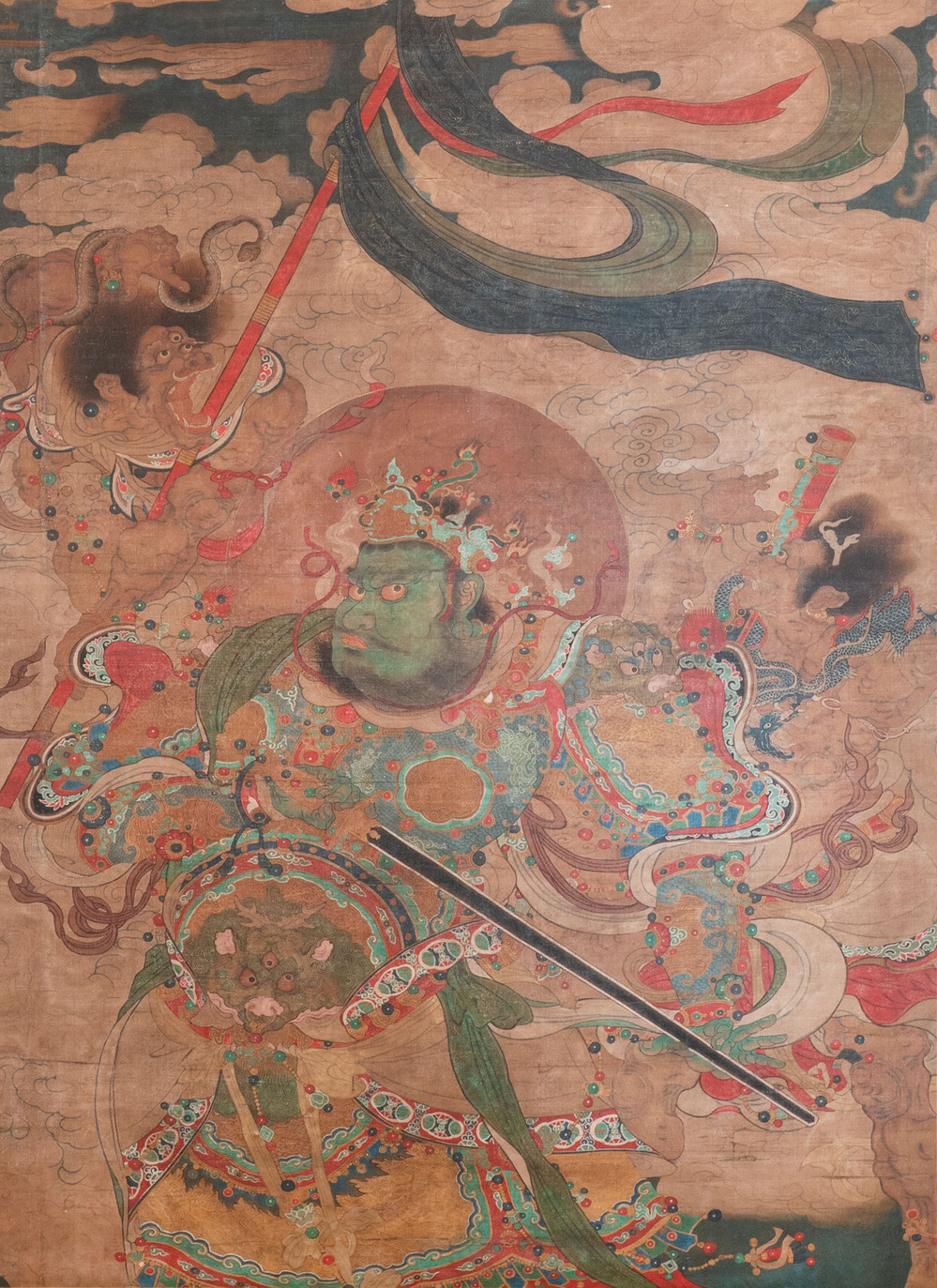 Chinese school: 'Heavenly king', ink and colour on silk, Qing or later
