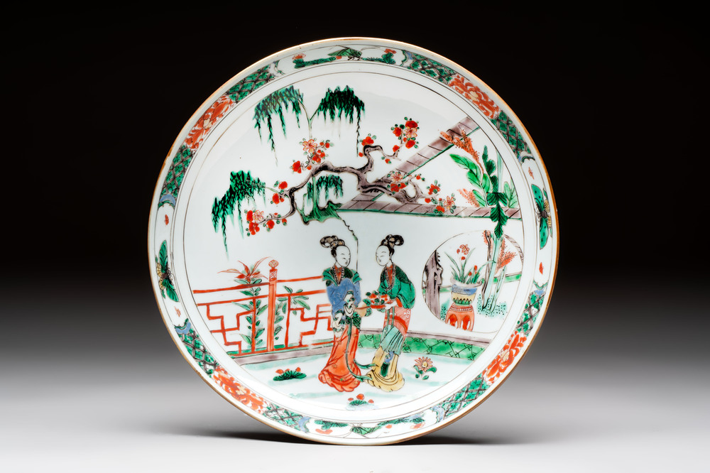A Chinese famille verte 'Xi Xiang Ji' dish, Kangxi