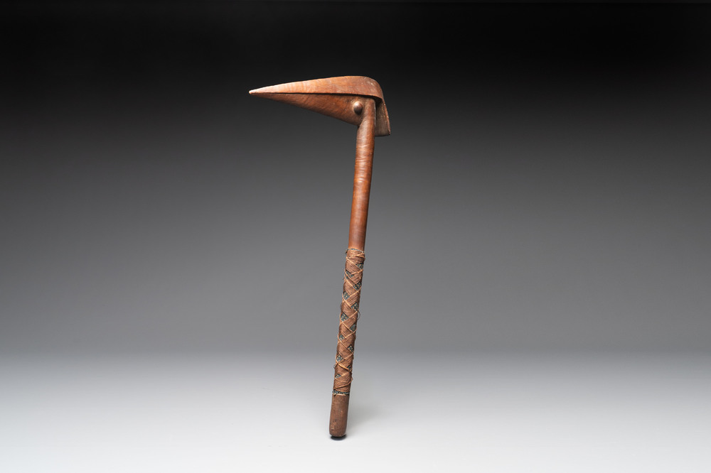 A rare wooden 'Porowa Ra Maru' or 'bird-head' club, Kanak peoples, New Caledonia, 19th C.