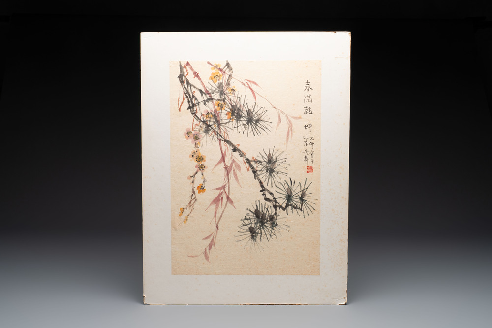 Cai Zixuan 蔡子軒: 'Flowers', ink and colour on paper, dated 1975