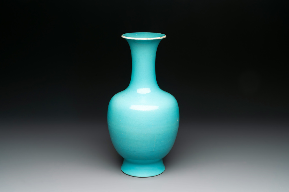 A Chinese turquoise-glazed vase, Qianlong mark and of the period